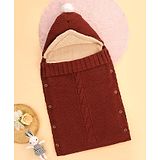 Yellow Apple Hooded Blanket Sleeping Bag With Fur - Maroon