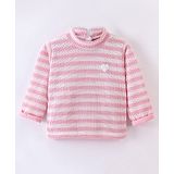 Little Kangaroos Full Sleeves Pullover Sweater Striped - Pink