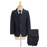 Noddy Full Sleeves Solid 5 Piece Coat Suit Set - Navy Blue & Peach