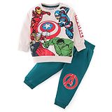 Babyhug Knitted Full Sleeves T-Shirt and Lounge Pant Set Avengers Print - White Melange & Green