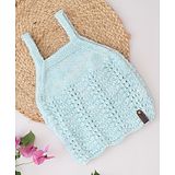 Woonie Sleeveless Self Waves Pattern Detailed Knitted Sweater Vest - Blue