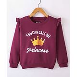 Bodycare Fleece cotton Knit Full Sleeves Sweatshirt with Text Print - Purple