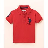 U S Polo Assn U.S. Polo Assn. U.S. Polo Assn Half Sleeves T-Shirt Logo Print - Red