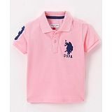 U S Polo Assn U.S. Polo Assn. US Polo Assn Cotton Knit Half Sleeves T-Shirt Logo & Number Embroidery - Pink