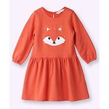 Beebay Full Sleeves   Fox  Embroidered   Dress - Orange