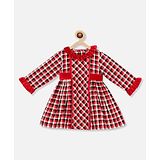 Nauti Nati Full Sleeves Gingham Checked Flared Dress - Red