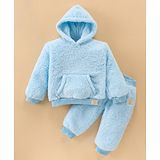 Little Kangaroos Full Sleeves Cord Set Winter Wear Suits Solid Colour - Blue