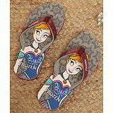 Kidsville Disney's Princess Featuring Frozen Anna Printed Flip Flops - Grey & Maroon