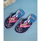 Kidsville Disney's Princess Featuring Frozen Anna & Elsa Printed Flip Flops - Navy Blue & Pink