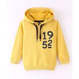 Little Kangaroos Fleece Knit Full Sleeves Numeric Printed Hooded Sweatshirt - Yellow