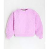 Cherry Crumble By Nitt Hyman Puffed Full Sleeves Solid Neck Sweater - Baby Pink