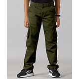 Kiddopanti Solid  Cargo Pant - Military Green