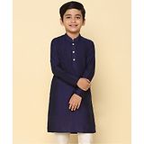 KISAH Full Sleeves  Solid Kurta - Navy Blue