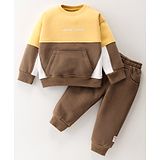 Little Kangaroos Full Sleeves T-Shirt & Lounge Pant Winter Wear Set - Cheese Yellow