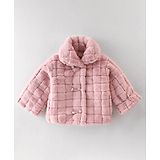 Little Kangaroos Woven Full Sleeves Quilted Winter Jacket Solid Colour - Pink