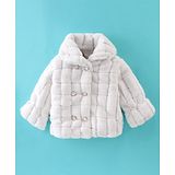 Little Kangaroos Woven Full Sleeves Quilted Winter Jacket Solid Colour - Off White