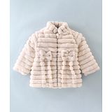 Little Kangaroos Woven Full Sleeves Quilted Winter Jacket Solid Colour -  White