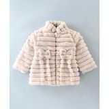 Little Kangaroos Woven Full Sleeves Quilted Winter Jacket Solid Colour - Cream