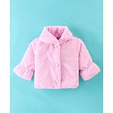 Little Kangaroos Full Sleeves Solid Colored Winter Jacket - Baby Pink