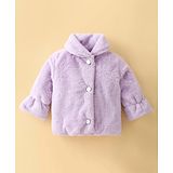 Little Kangaroos Full Sleeves Winter Wear Drop Shoulder Jacket - Lilac