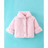 Little Kangaroos Full Sleeves Solid Colored Winter Jacket - Peach