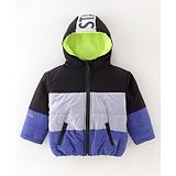 Little Kangaroos Full Sleeves Padded Winter Jacket Drop Shoulder - Black