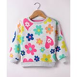 Vitamins Fleece Full Sleeves Sweatshirt Floral Printed - Grey & Pink