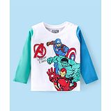 Babyhug Cotton Knit Full Sleeves Avengers Graphics T-Shirt - White