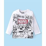 Babyhug 100% Cotton Knit Full Sleeves T-Shirt Avengers Graphics - White