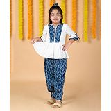 Budding Bees Three Fourth Sleeves Diamond  Motif Printed & Chevron Designed Top Pant Set - Blue