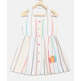 Nauti Nati Sleeveless  Candy Striped & Fish Applique Detailed   Dress - White