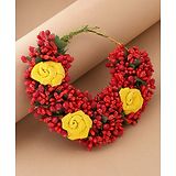 VIRAASI Red and Yellow Flower Veni for Women