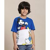 Kidsville Mickey & Friends Featuring Half Sleeves Donald & Mickey Printed Tee - White & Blue