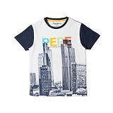 Pepe Jeans Half Sleeves Building Printed Tee - Navy Blue