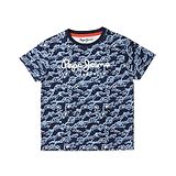 Pepe Jeans Half Sleeves Abstract Printed Tee - Navy Blue