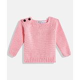 MayRa Knits Full Sleeves Self Designed Woollen Hand Knitted Sweater - Pink