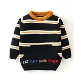 Yellow Apple Full Sleeves  Pullover Sweater Stripe Design - Black