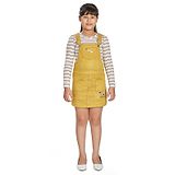 Peppermint Full Sleeves Double  Striped Top With Dungaree - Mustard Yellow