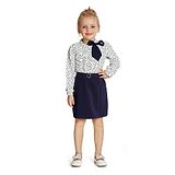 Peppermint Full Sleeves Abstract Letters Printed & Bow Detailed Party Dress -  White Blue