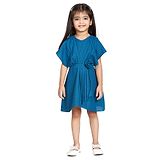 Peppermint Girls Short Sleeve Party Wear Dress-Teal Blue