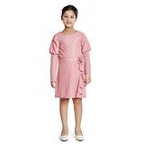 Peppermint Full Sleeves Floral Applique Shimmer Detailed Dress - Pink