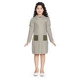 Peppermint Full Sleeves Houndstooth Pattern Designed  Dress - Olive Green