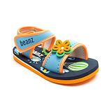 Beanz Unisex Flower Applique Detailed Velcro Closure Sandals -Navy Blue Orange