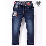 RUFF Denim Full Length Washed & Patch Work Jeans - Blue