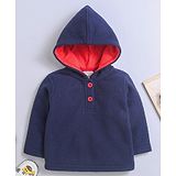 Nino Bambino Full Sleeves Solid Hoodie - Navy Blue