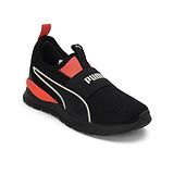 PUMA Mesh Detailed Slip On Hobbes Pre School Sneakers - Black & Coral Red