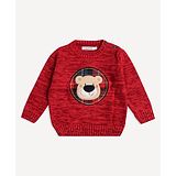 Wingsfield Full Sleeves Teddy Embroidered Pullover - Red