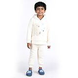 Wingsfield Full Sleeves Placement Bear Detailed Hooded Sweatshirt & Jogger Set - Cream