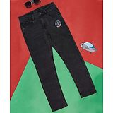 Pantaloons Junior Placement UFO Patch Detailed Button Down Jeans - Black