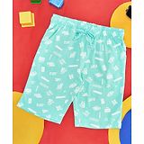 Pantaloons Junior Typography Printed Shorts - Mint Green